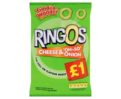 Golden Wonder Ringos Oh-So Cheese & Onion Flavour Snacks 55g x 14 Bags ...